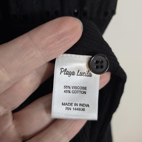 Playa Lucila Black Eyelet Maxi Sun Dress Medium Sundress - Picture 10 of 11